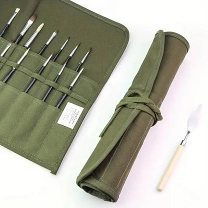 Painting Brushes Canvas Storage Bag,  Slots Watercolour and Gouache Brushes Calligraphy Brushes Storage Bag, Roll up Pen Bag