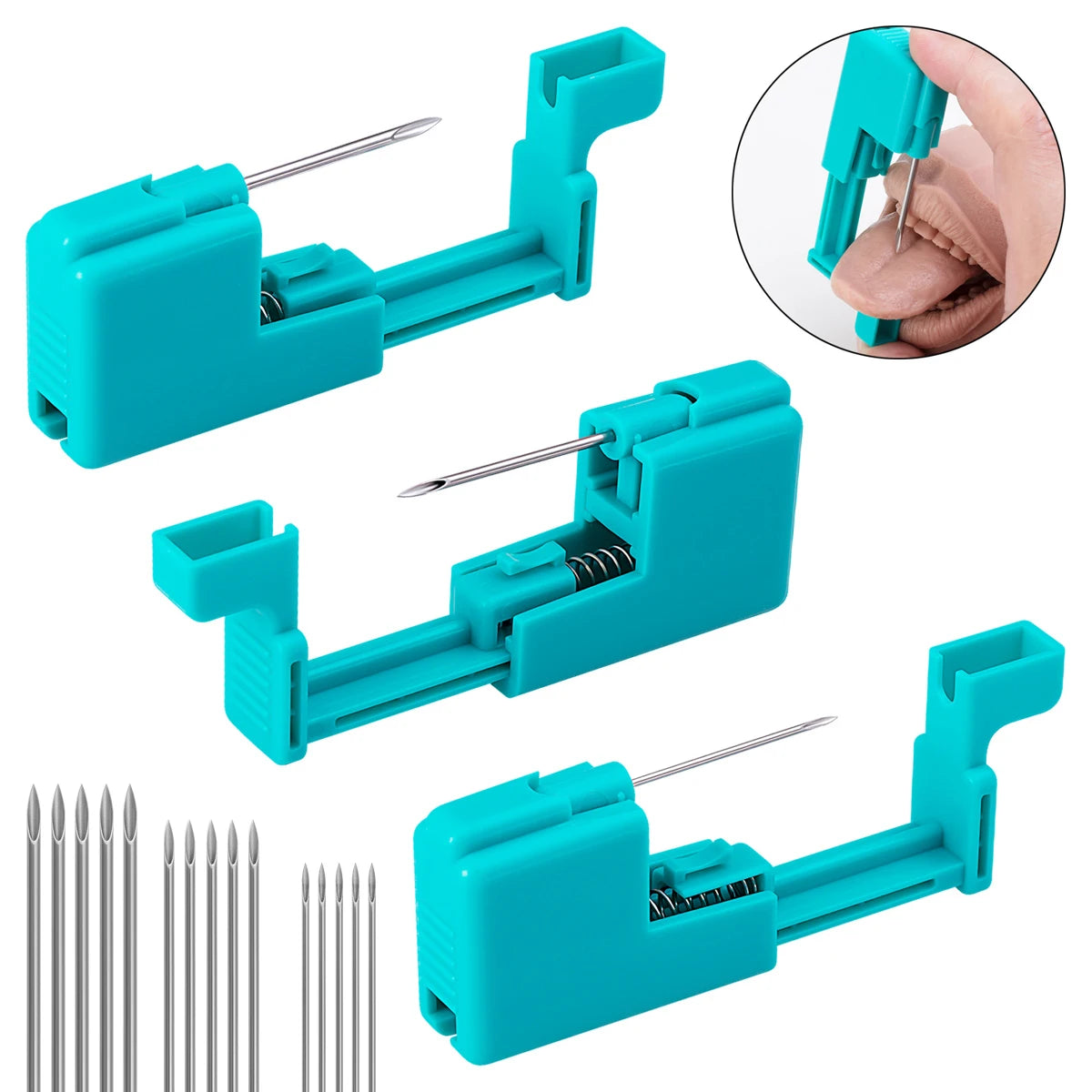 Reusable 14G 16G 20G Body Piercing Gun Piercing Needles Tool Kit for Nose Tongue Lip Eyebrow Ear Cartilage Piercing Jewelry