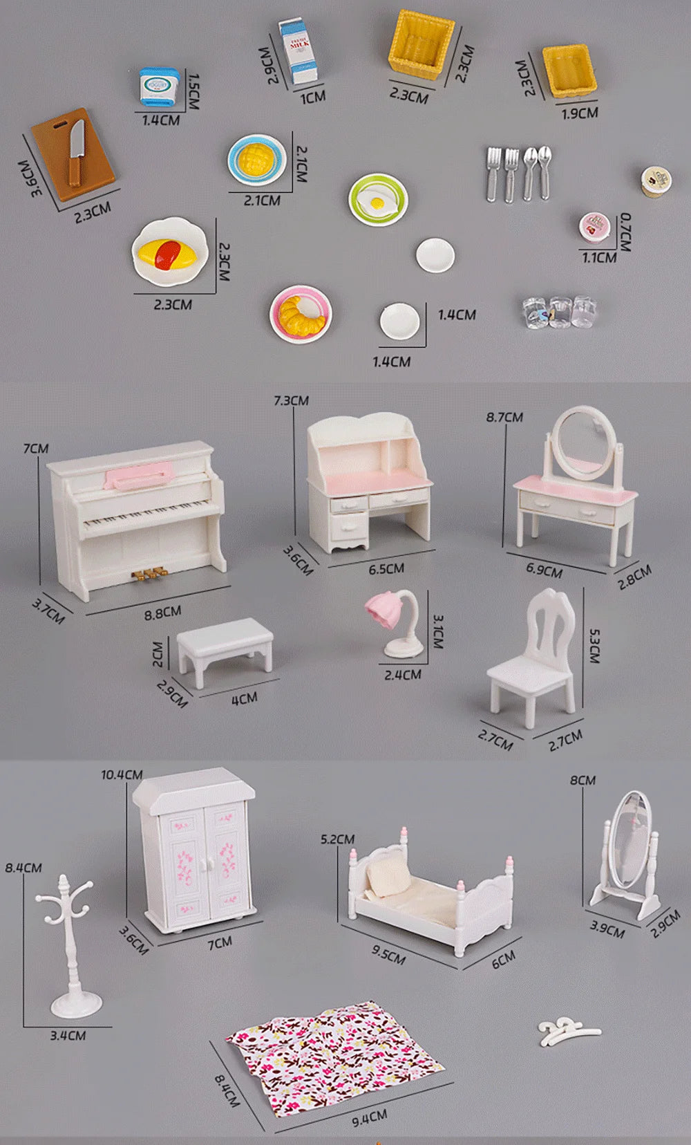 Miniature Furniture 1:12 Dollhouse Kitchen Livingroom Bedroom Set DIY Scene Doll Play Decoration Girl Toy House Gift