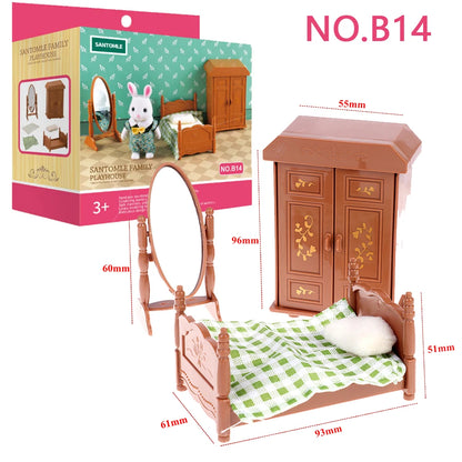 Miniature Furniture 1:12 Dollhouse Kitchen Livingroom Bedroom Set DIY Scene Doll Play Decoration Girl Toy House Gift