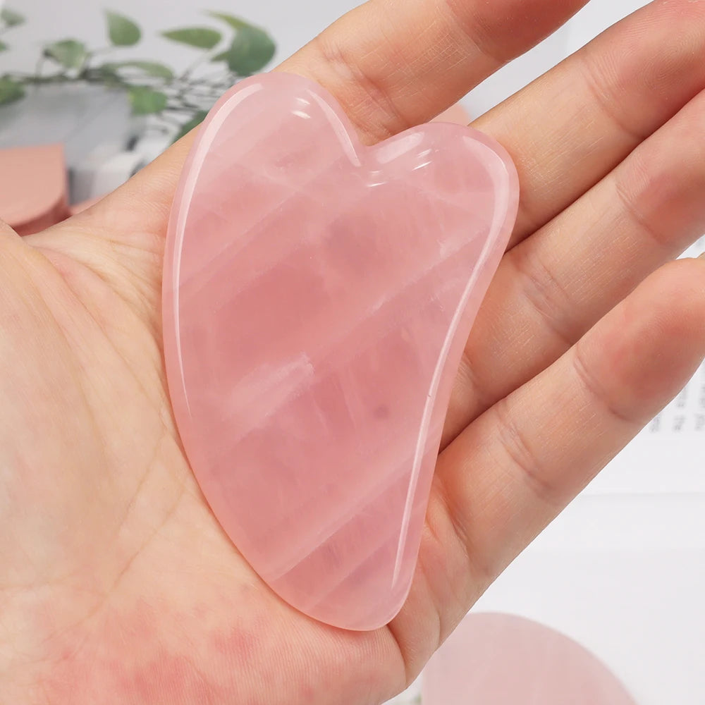 Natural Stone GuaSha Tool Jade Facial Beauty Rose Quartz Scraping Crystal Massager Firm Skin Face Gua Sha SPA