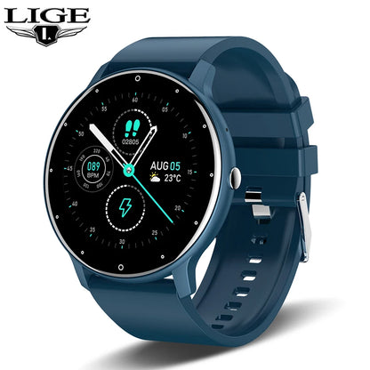LIGE Smart Watch Women Men Full Touch Screen Bluetooth Call Smartwatch Waterproof Sports Fitness Tracker Watches for Android iOS
