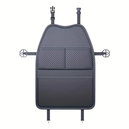 PU Leather Car Seat Kick Proof Pad with Pockets Multi-functional Tablet Holder Auto Seat Back Protection Cover for Kids