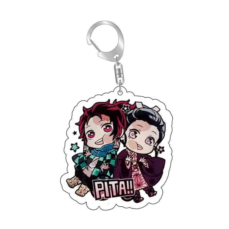 Demon Slayer doll toy Kimetsu No Yaiba Blade of Ghost Keychain Acrylic Pendant Car Key Chain Fans kids Xmas Gift Anime Jewelry