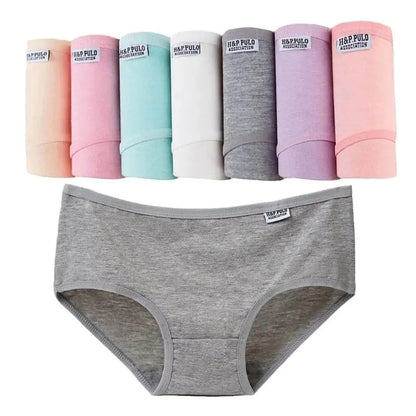 Candy Color Underpant Women'S Comfort High-Quality Cotton Mid Waist Breathable Solid Skin Friendly Panties Plus Size Briefs Soft