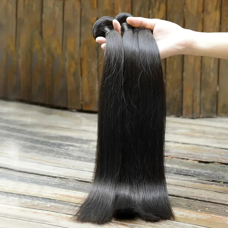 30 32 Inch Bone Straight Bundles Human Hair 100% Unprocessed Raw Remy Hair 3 4 Bundles Brazilian Extension Double Weft For Women