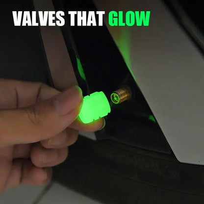 Luminous Car Tire Valve Cap Fluorescent Night Glowing Tire Decor Motorcycle Electric Bicycle Hub Valve Caps Car Accessories