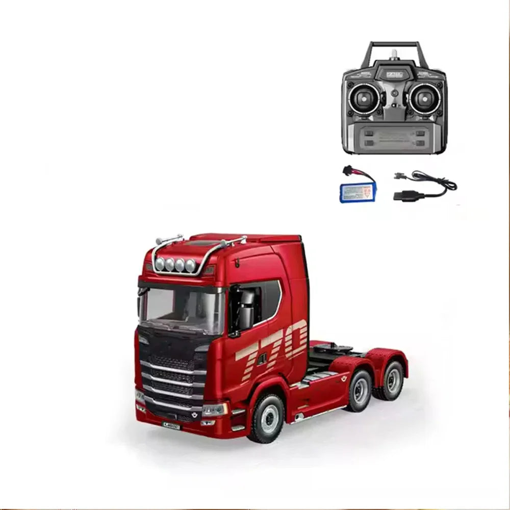 HUINA 1501 770S 1/18 19CH 2.4G RC Alloy Tractor Truck Engineering Trailer Truck with Light and Sound Toys for Boys Adults Gifts