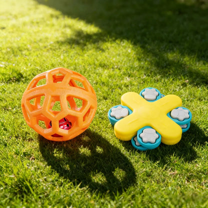 Dog Hollow Ball Toy Rubber Chew Toys for Dogs Cleaning Teeth Molar Bite Resistant Toy with Bell Puppy Training Game