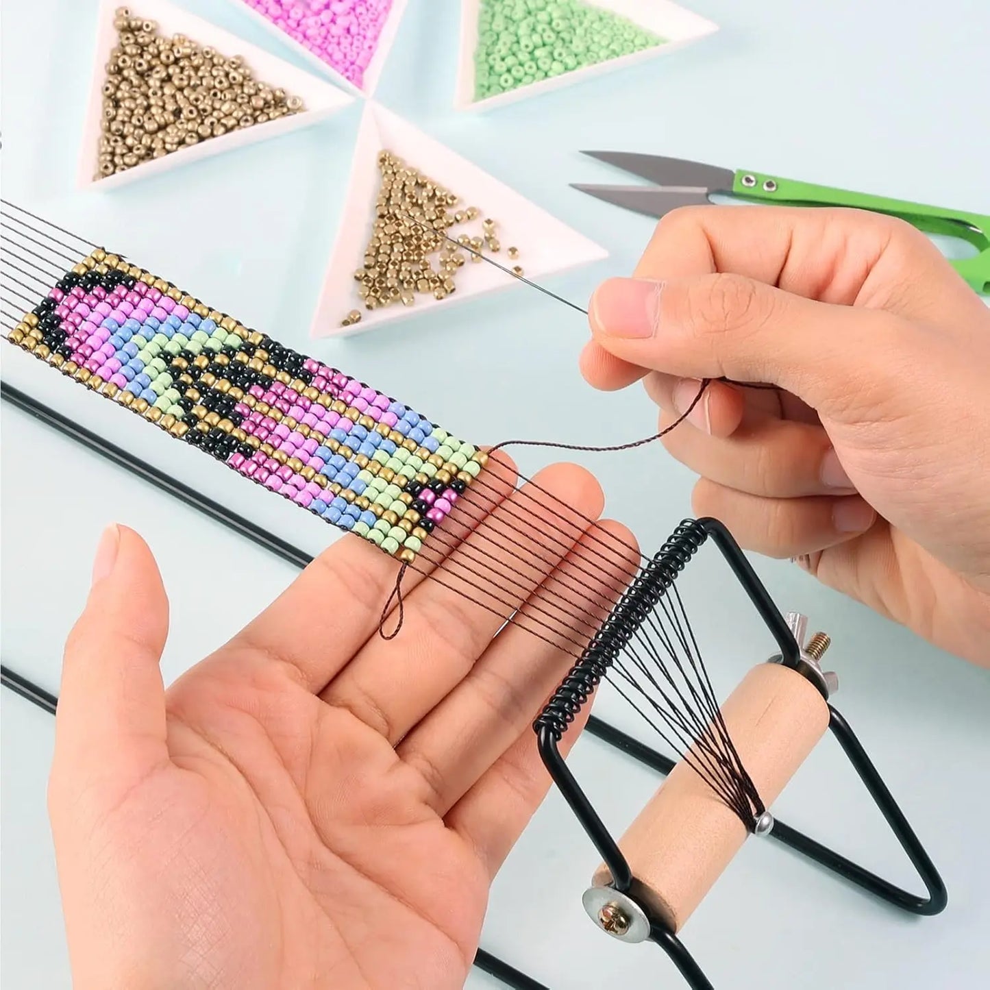 DIY Bead Loom Kit for Jewelry Bracelets Earrings Necklaces Making Handmade Beading Loom Kits Weaving Knitting Machine Craft Tool