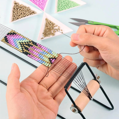 DIY Bead Loom Kit for Jewelry Bracelets Earrings Necklaces Making Handmade Beading Loom Kits Weaving Knitting Machine Craft Tool