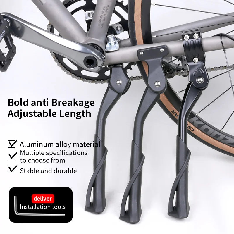Adjustable Road Bicycle Kickstand High Strength Aluminium Alloy Bike Stand For MTB/Snow/Folding Bike/Electric Vehicle