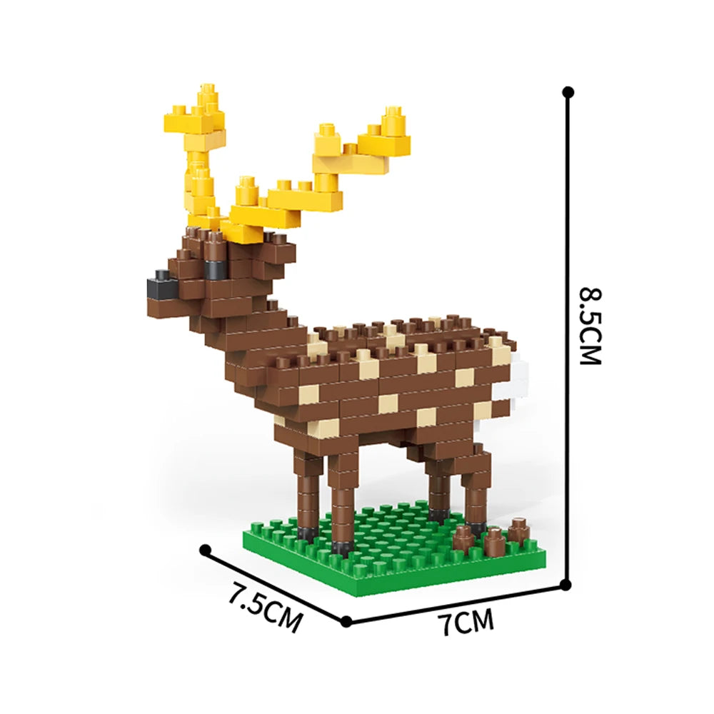 KNEW BUILT Alpacas Elk Giraffes Tiny Animals Micro Mini Building Blocks Toy-Easy Assembly,Educational Gift for Kids' DIY Decor