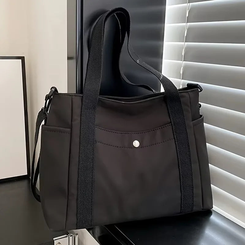 HOMEFISH Large Capacity Nylon Crossbody Bag Casual Solid Color Messenger Shoulder Bag with Removable Strap