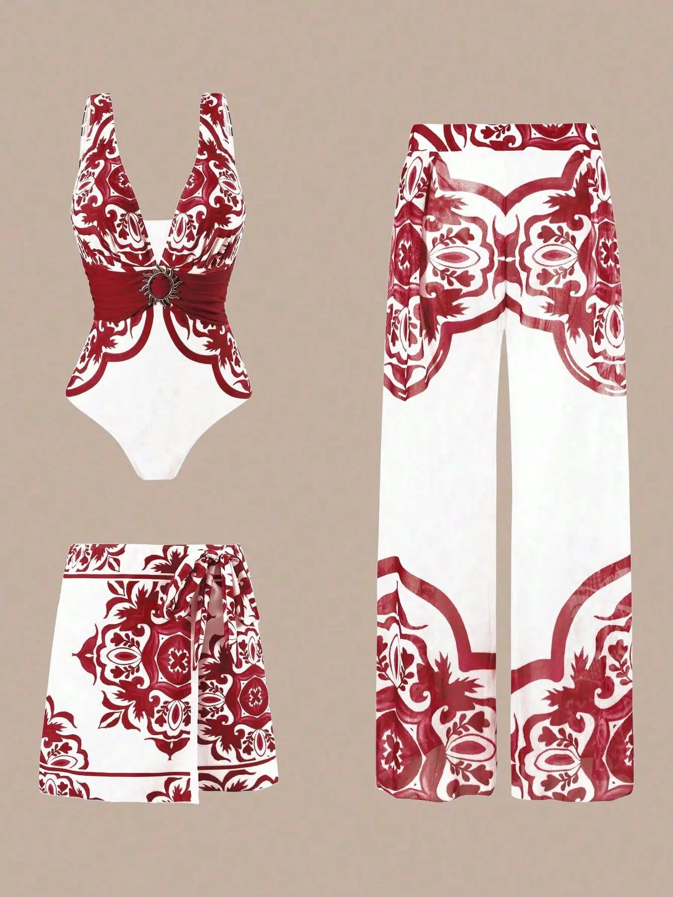 Blue One-Shoulder Ruffled Print Floral Swimsuit Set Cover Up Single Piece Micro Monokini Sexy Swimwear For Girls Summer Beach