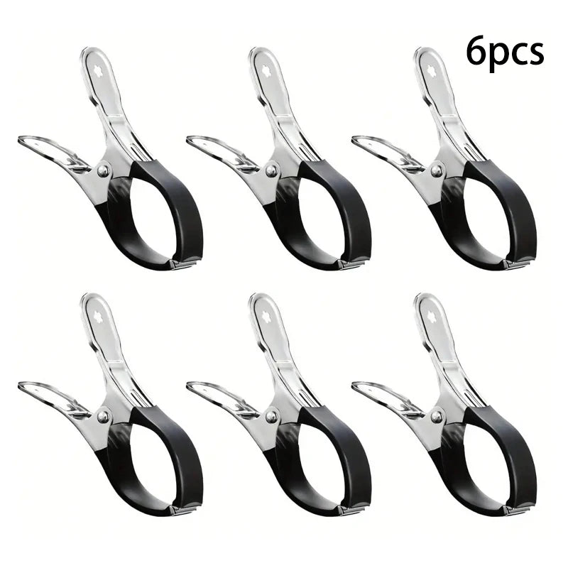 6 Pieces Durable Stainless Steel Pool Cover Clips with Blue Plastic Handles - Heavy Duty Windproof Spring Clips for Secure Above