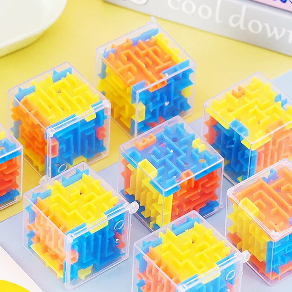 Mini 3D Maze Magic Cube Six-sided Transparent Puzzle Speed Cube Rolling Ball Cubes Maze Toys For Stress Reliever Toys