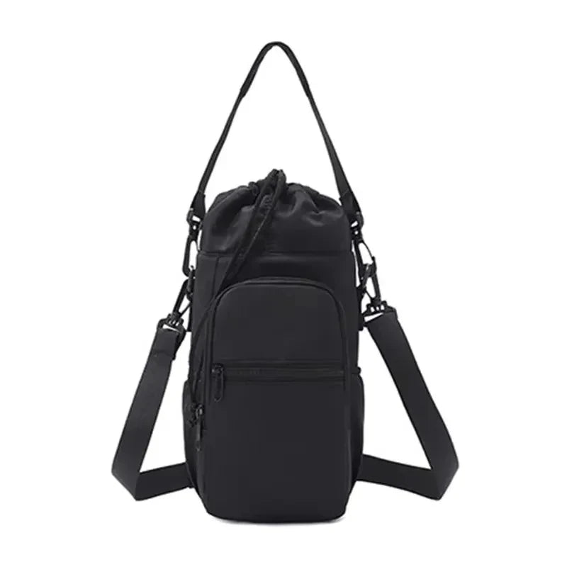 Portable Water Bottle Bag with Adjustable Strap Thermal Mugs Insulated Protective Cover Phone Pocket Outdoor Sports Travel Bag