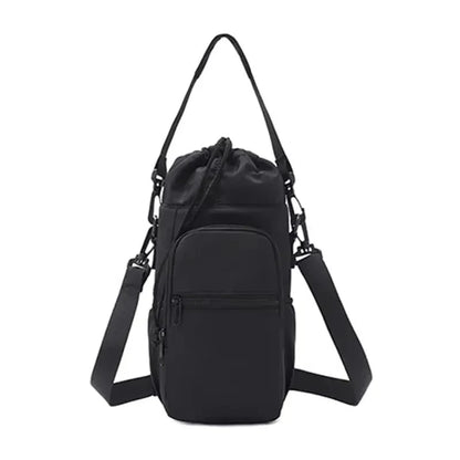 Portable Water Bottle Bag with Adjustable Strap Thermal Mugs Insulated Protective Cover Phone Pocket Outdoor Sports Travel Bag
