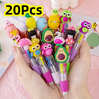 5-20Pcs/Lot Cute Cartoon 4 Color Mini Ballpoint Pen KawaiiUnicorn Flamingo Retractable Stationery Gift SchooOoffice Supplies
