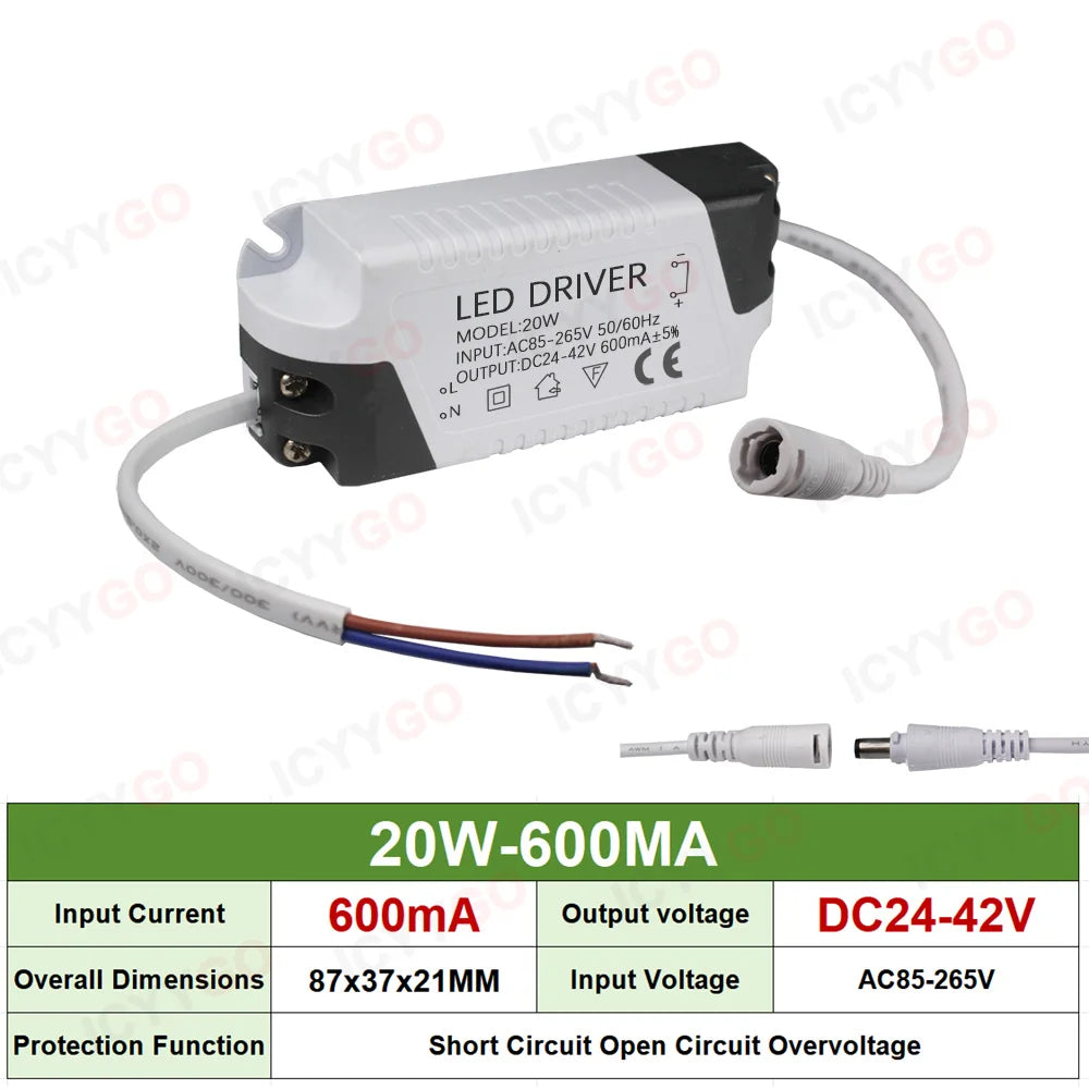 LED 3-4W 4-7W 8-12W 18-25W 25W-36W 40W 50W 300MA 600MA 900MA 1200MA 1500MA LED Constant Current Driver Transformer Power Supply