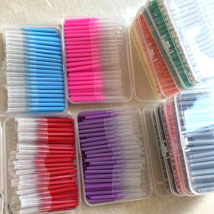 100/200 Pcs Box Interdental brush 0.6-1.5Mm Cleaning Between Teeth Oral Care Orthodontic I Shape Tooth Floss I-type push pull