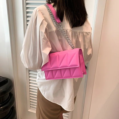 Women's fashion crossbody bag diamond check chain small square bag shoulder bag