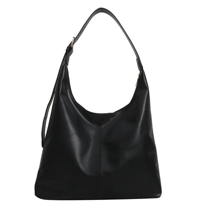 Trendy Casual Soft PU Women's Handbags Solid Color Large Capacity Female Shoulder Bag Retro Tote Bag For Commute Shopping