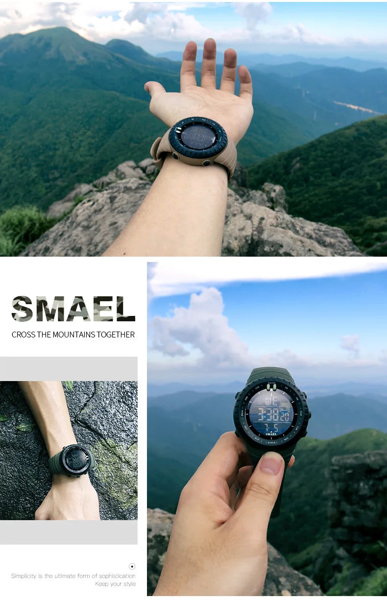 SMAEL Brand Men Electronics Watch Outdoor Sports Waterproof Big Dial Digital LED Alarm Digital-watch 1237 Sport Watch