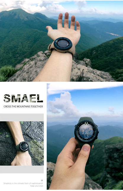 SMAEL Brand Men Electronics Watch Outdoor Sports Waterproof Big Dial Digital LED Alarm Digital-watch 1237 Sport Watch