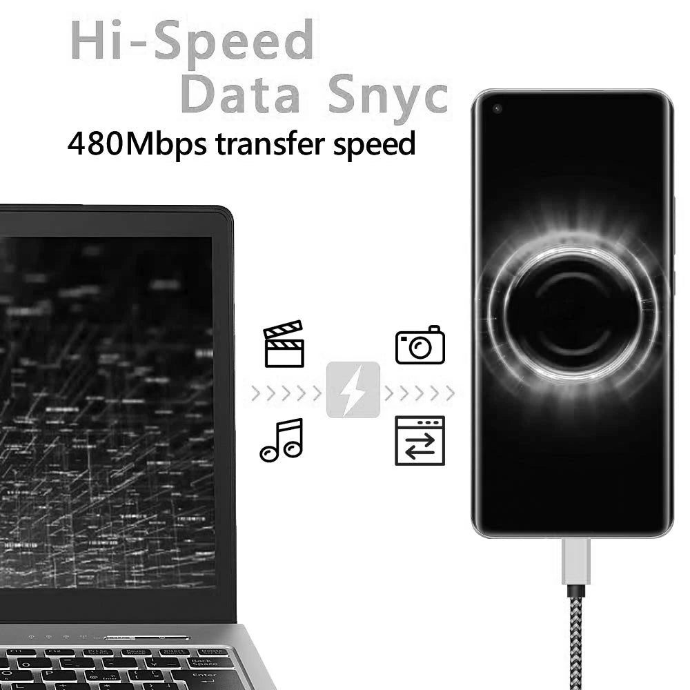 USB Type C Cable 2.4A Fast Charging Battery Charger Wire Woven Nylon Data Cable Mobile Phone Charger For Huawei Samsung USB C