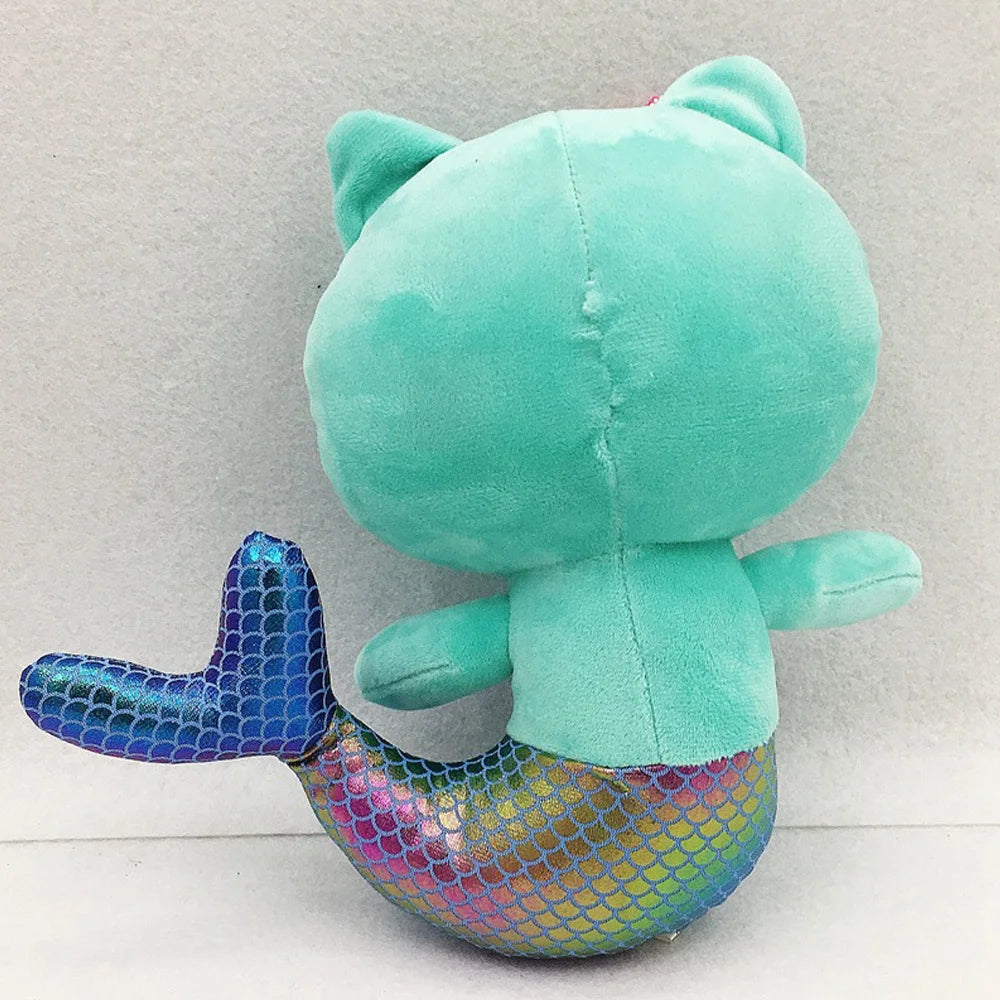 25cm 7-piece Gabby doll house plush toy cartoon stuffed animal mermaid cat mermaid plush doll children's Christmas gift