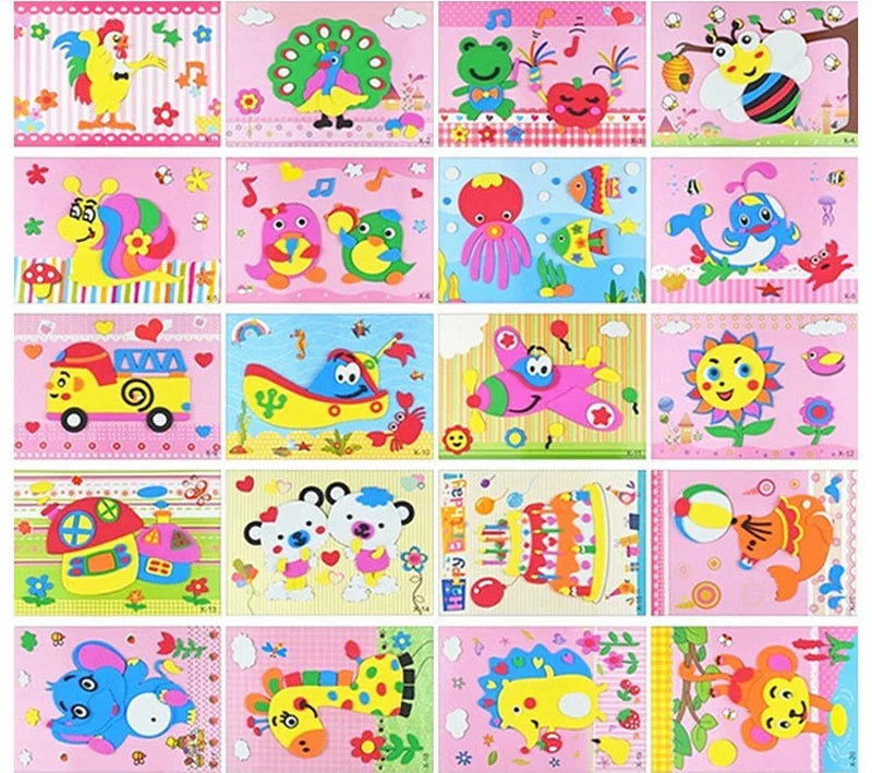 10/20pcs/lot 3D EVA Foam Sticker DIY Cartoon Animal Puzzle for Children Kids Multi-patterns Styles Toys for Children Gift