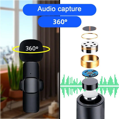 Mini Lavalier Microphone Portable Live Streaming Shooting Interview Mini Wireless Microphone with Clip for Video Recording