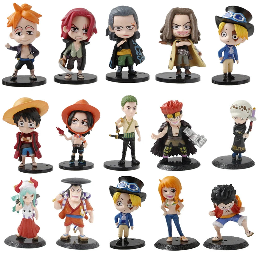 8pcs/set ONE PIECE Luffy Zoro Ace Sabo Shanks Nami Yamato Law Action Figure Collection Anime Model Doll Toys Ornament