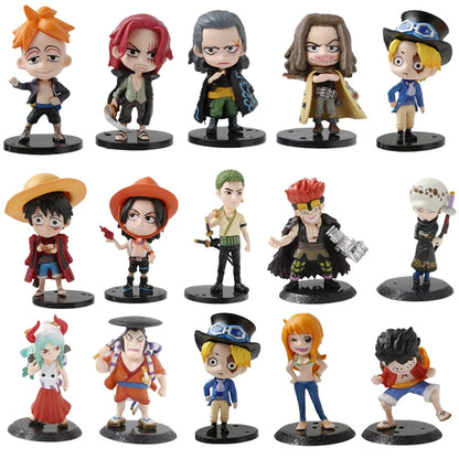 8pcs/set ONE PIECE Luffy Zoro Ace Sabo Shanks Nami Yamato Law Action Figure Collection Anime Model Doll Toys Ornament
