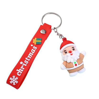 6PCS/3PCS/1PC Santa Claus Snowman 3D Soft Plastic Doll Bag Pendant Keychain - Christmas Children's Gift