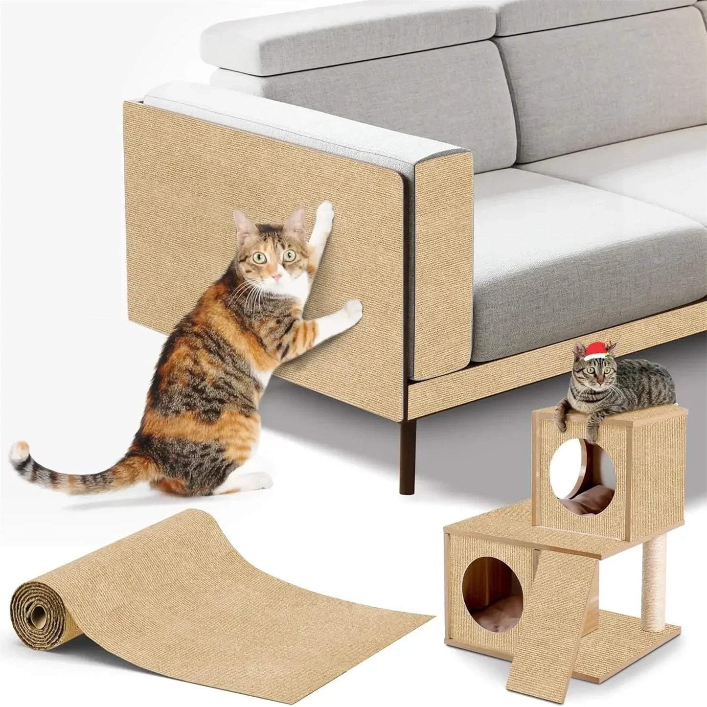 7 Colors Cat Scratcher Sofa Protector Cats Scratcher Pad Board Protection Trimmable Self-adhesive Carpet DIY Cat Scratch Mat