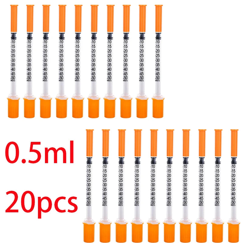 45pcs/20pcs/3pcs 0.5/1ml Disposable Veterinary Syringes with Needles for Pets and Farm Animals