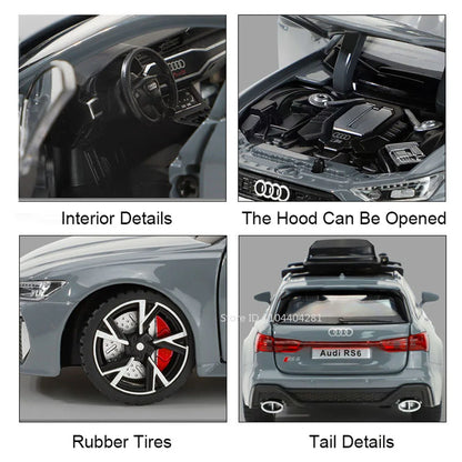 1:32 RS6 RS7 Alloy Miniature Models Diecast Car Toys 6 Doors Opened Sound Light Pull Back Metal Vehices Children's Holiday Gifts