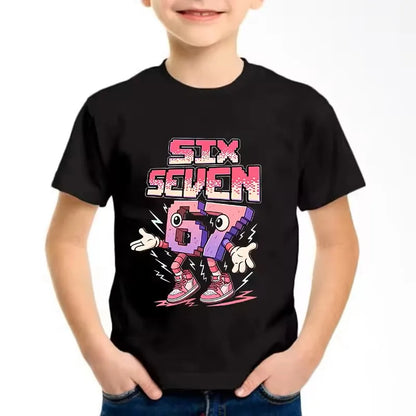 Funny Six Seven Italian Brainrot 67 Number Graphic Print T-Shirt Boy/Girl Summer Short Sleeved Kids Loose Comfortable Tshirt Top