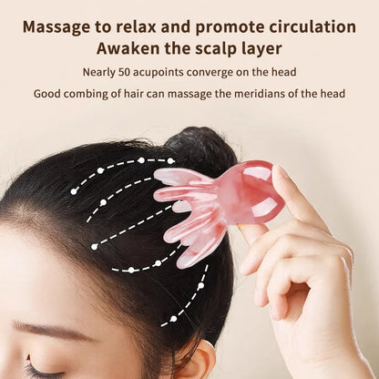 Resin Octopus Massage Comb Head Meridian Scraping Scalp Massage Brush Acupuncture Gua Sha Massage Comb Fatigue Relief Massage'