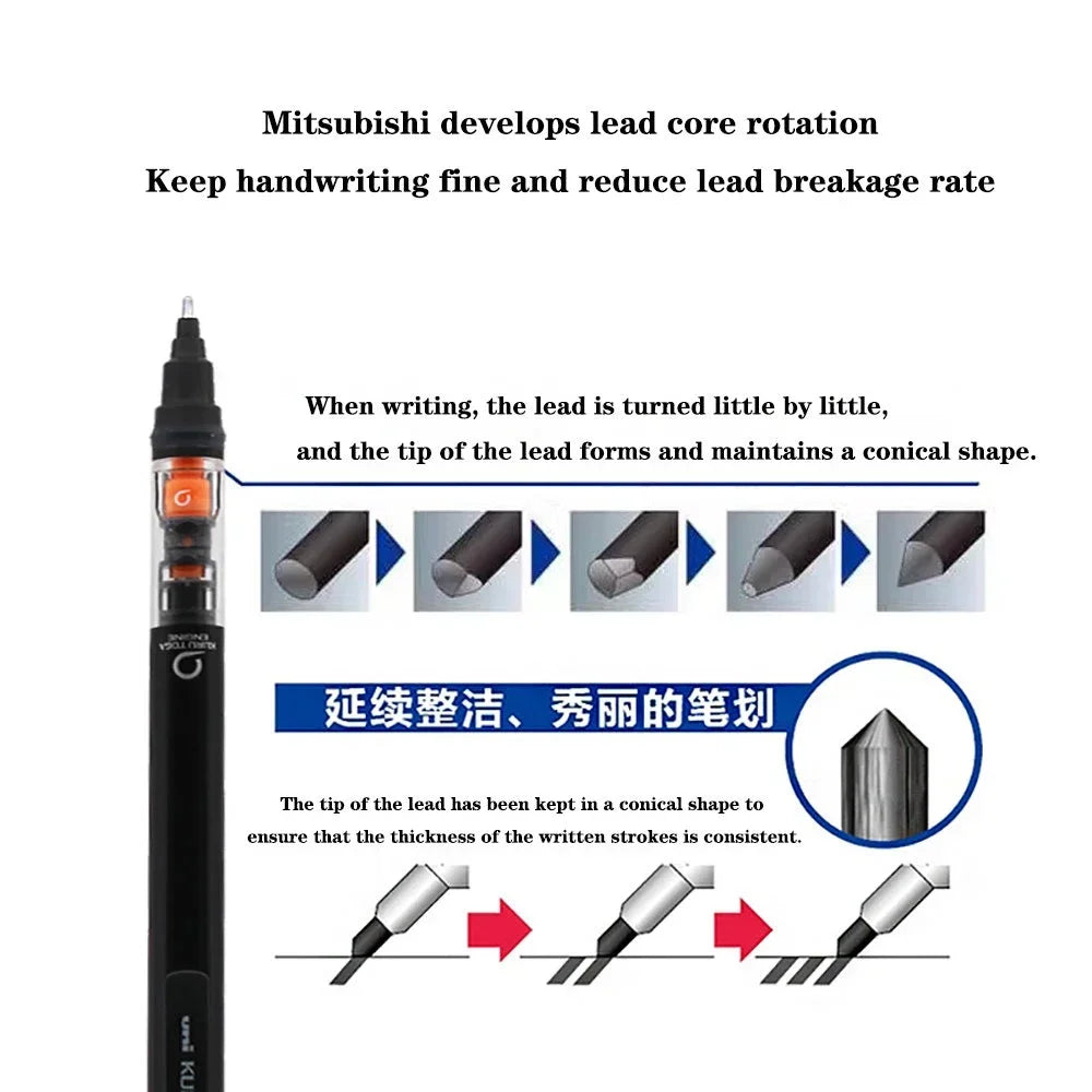 UNI KURUTOGA Mechanical Pencil M5-452 Creative Writing Continuous Sketch 0.5mm Lead Automatic Rotating Mechanical Pencil
