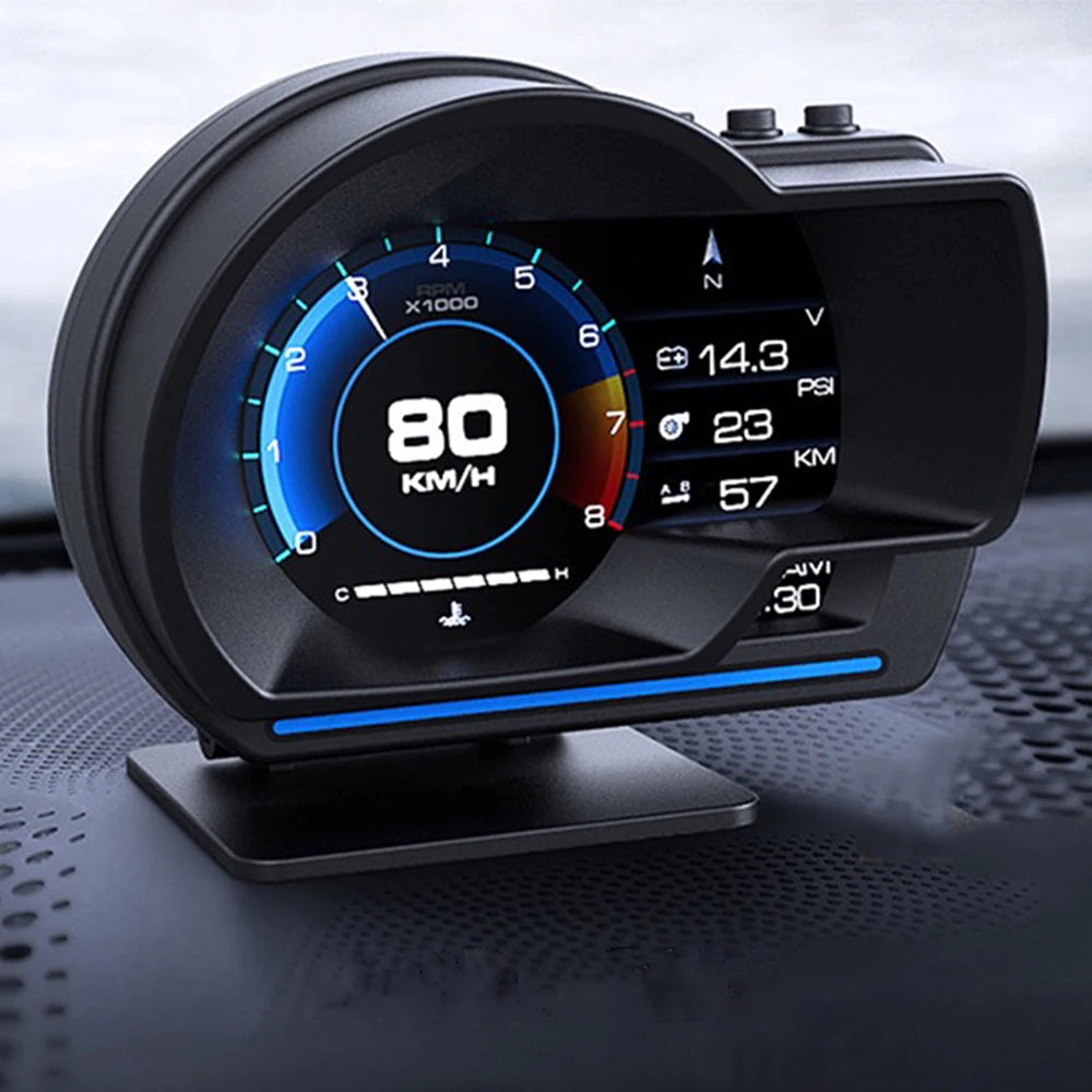 Newest A501 Car Head Up Display OBD2 Smart Car HUD Turbo Gauge Digital Odometer Security Alarm Water&Oil Temp RPM Auto Meter
