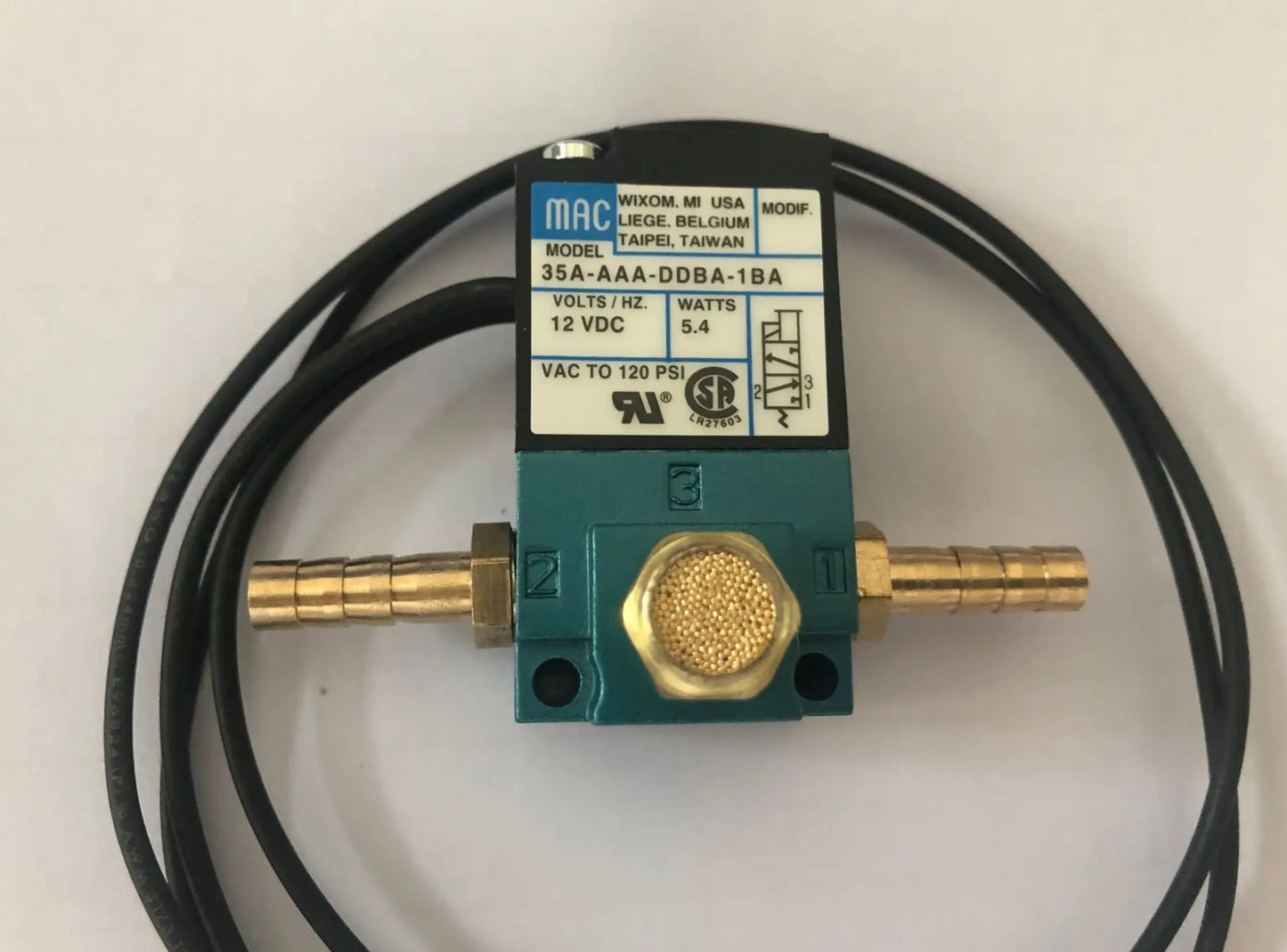 MAC 3 Port Electronic Boost Control Solenoid Valve DC12V 35A-ACA-DDBA-1BA With 6MM Tube Fittings Brass