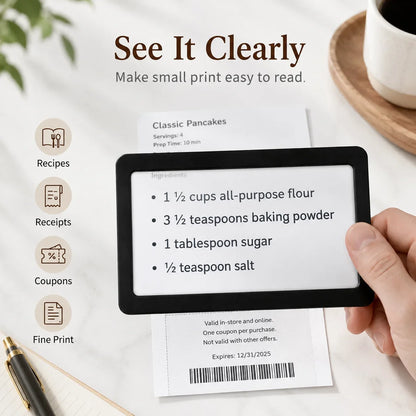 1-10pcs Portable Card-Sized Magnifying Glass Slim Pocket Magnifier for Reading Small Text,Receipts Fine Print,for Everyday Use
