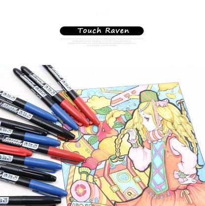 6-20PCs/Set PermanentMarker Pen Fine Point Waterproof Markers Thin Nib Crude Nib Black Blue Red Ink 1.5mm Fine Color Marker Pens