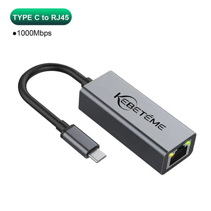 Kebidumei 1000Mbps USB Ethernet Adapter USB 3.0 Network Card to USB RJ45 Lan for PC MacBook Win 10/11 Xiaomi Ethernet USB Cable