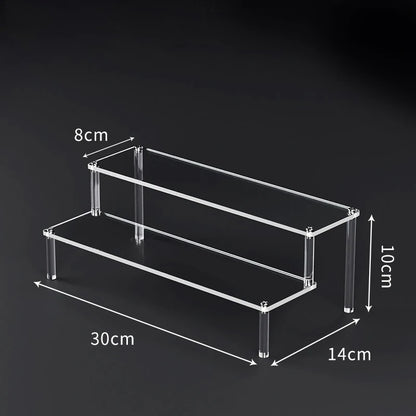 1-5 Tier Acrylic Display Risers Clear Shelf Doll Clay Figurine Display Stand for Desserts Perfume Organizer Showcase W-10