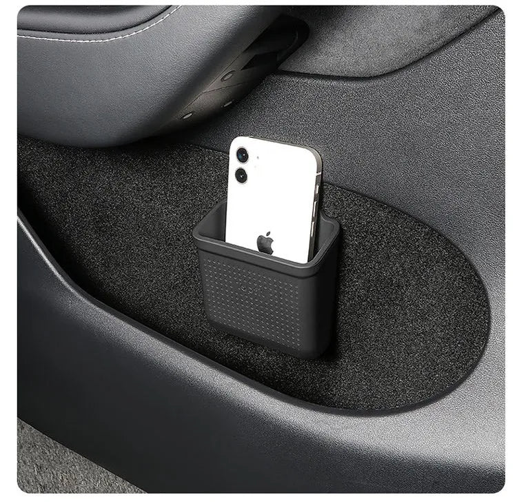 Silicone Car Storage Box For Tesla Model 3 Y S X 2017-2022 2023 Hidden Organizer Tray Bag Box Phone Coin Holder Auto Accessories
